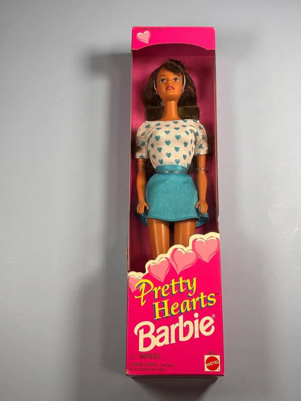 Pretty Hearts Barbie Doll Brunette 1995 Mattel #14475 New Blue Skirt Vintage